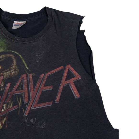 Vintage 90s Slayer Skull Metal Band T Shirt Double Sided XL Faded Black 1997 - Picture 4 of 14